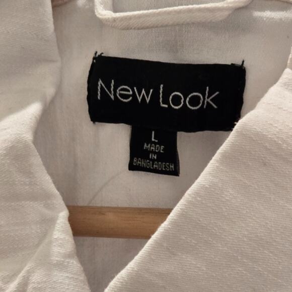 New Look Button Front Denim Jacket in White – NWT Size Large - Picture 3 of 4